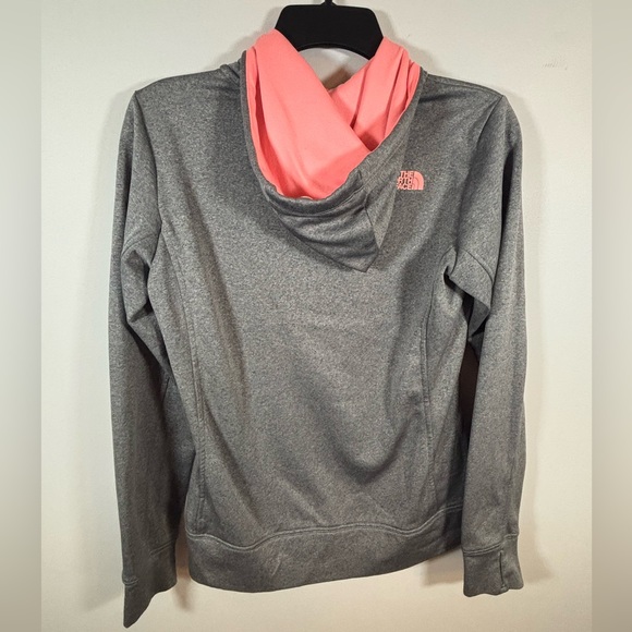 The North Face Women’s Full Zip Hoodie Small Gray Pink Logo Lightweight Jacket - Picture 7 of 11